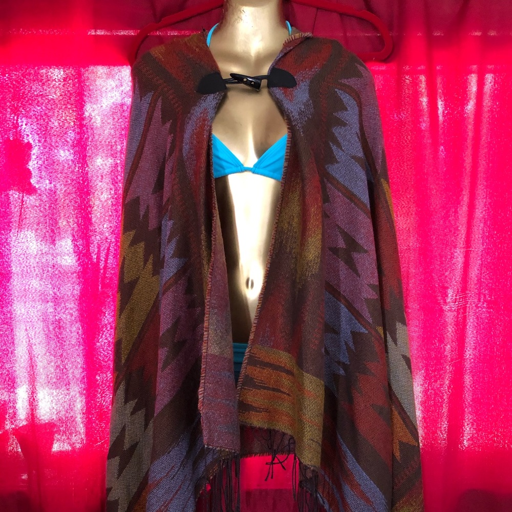 Tribal print poncho